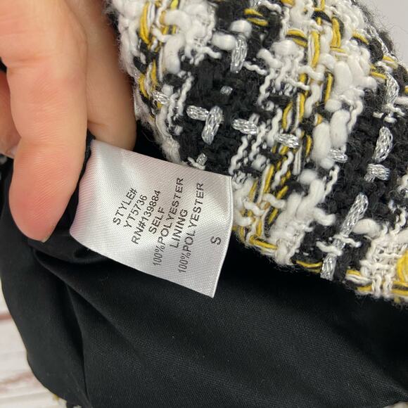 Windsor S White Black Plaid Tweed Knit Square Neck Crop Tank Top - Picture 7 of 7